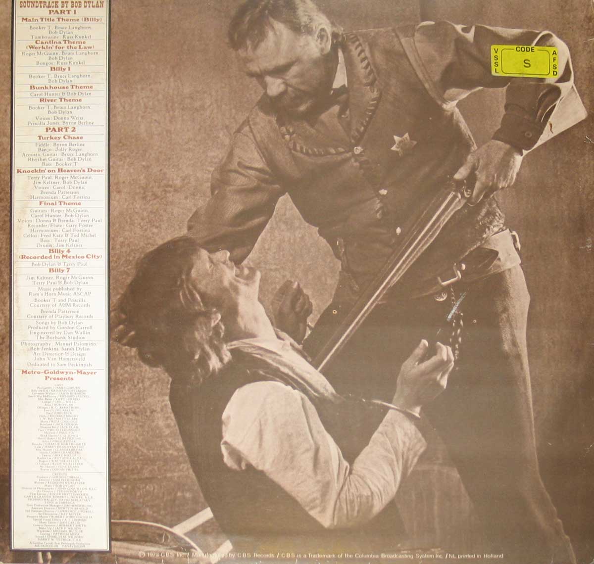 Photo of BOB DYLAN Pat Garrett & Billy The Kid Soundtrack Album's Back Cover  
