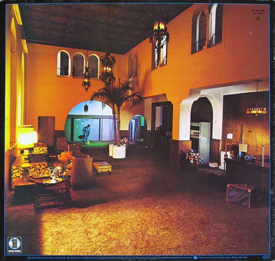 Photo of album back cover THE EAGLES - Hotel California 12" Vinyl LP