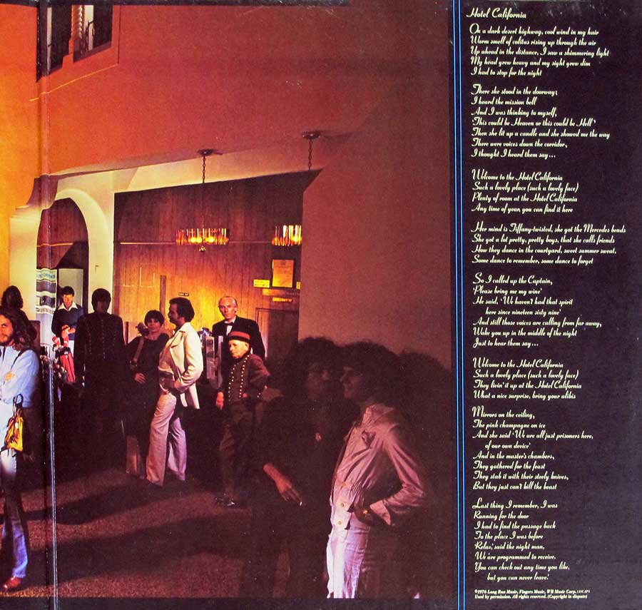 Photo of the right page inside cover THE EAGLES - Hotel California 12" Vinyl LP 