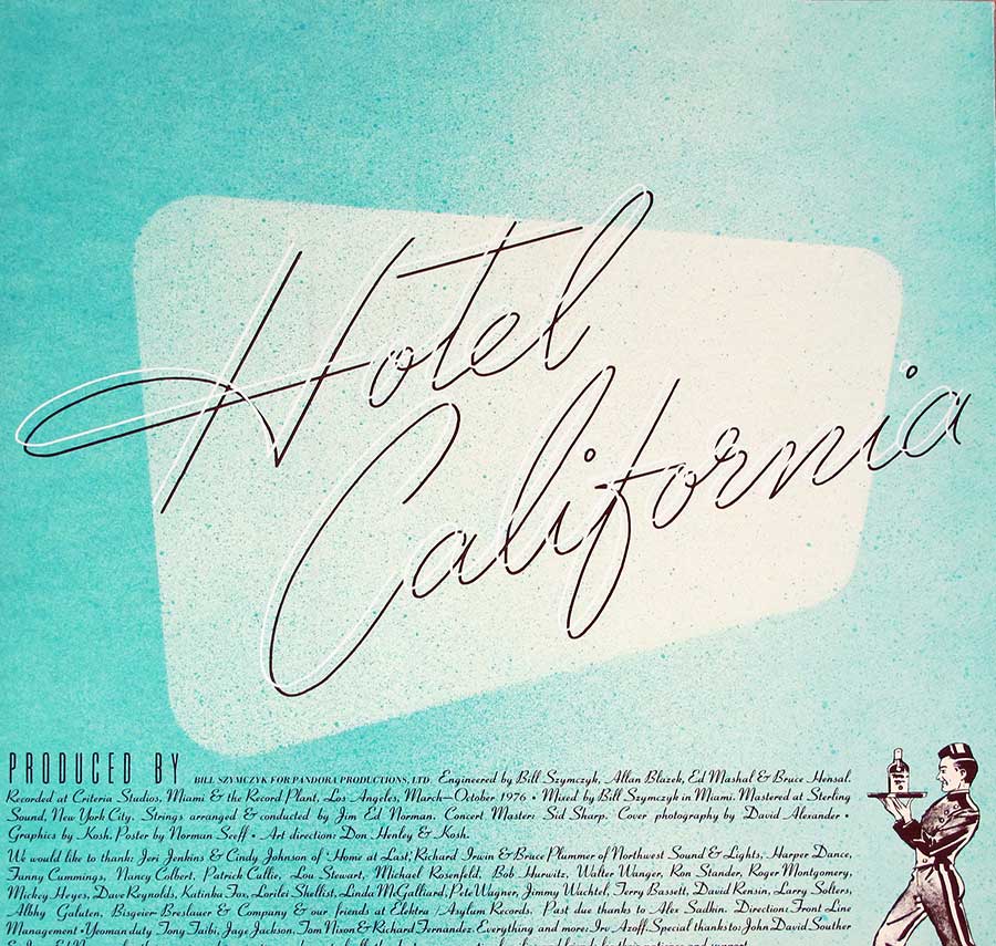 Photo One Of The Original Custom Inner Sleeve THE EAGLES - Hotel California 12" Vinyl LP 