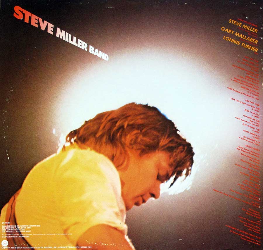 STEVE MILLER - Fly Like An Eagle 12" Vinyl LP Album back cover