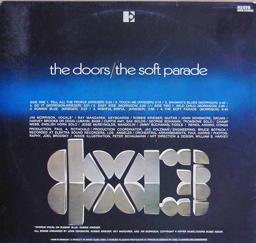 THE DOORS - The Soft Parade Gatefold Cover 12" LP VINYL ALBUM back cover