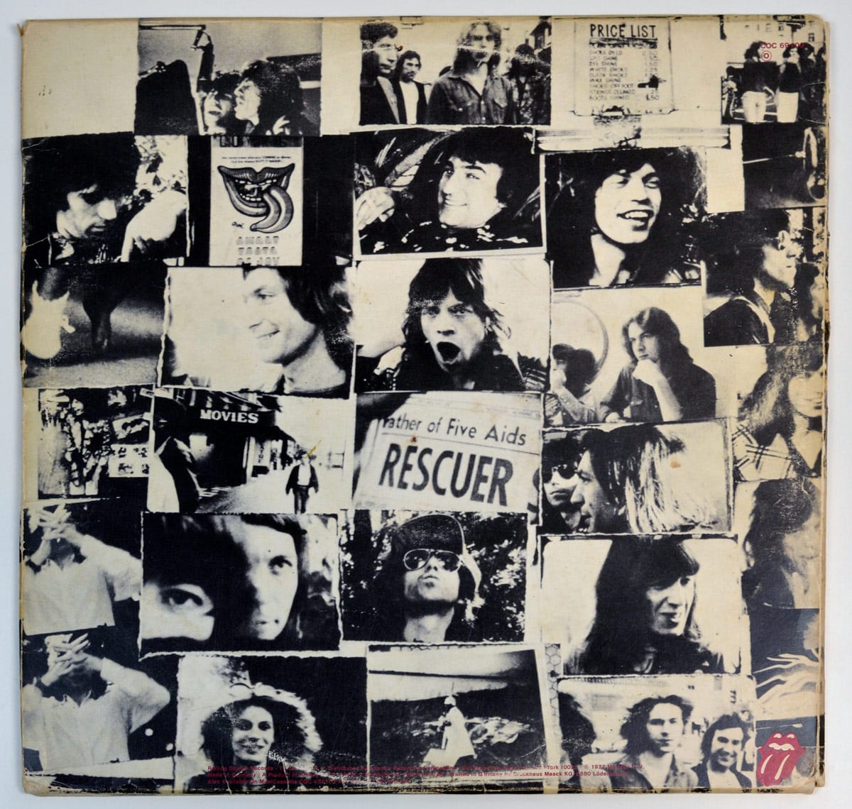 Photo of album back cover ROLLING STONES Exile on Main Street  