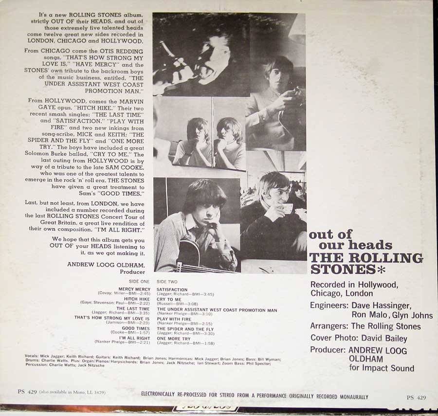 Photo of album back cover Rolling Stones - Out of Our Heads London PS 429