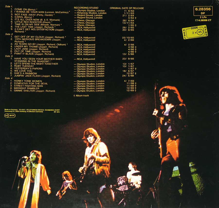Photo of album back cover ROLLING STONES Rolled Gold, Very Best of Rolling Stones, 2LP