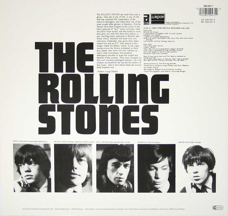 Photo of album back cover ROLLING STONES - Self-Titled London Records