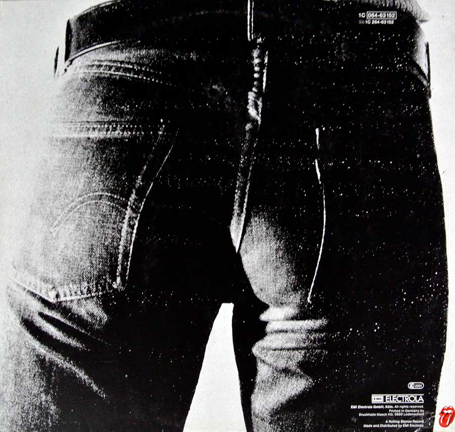 Photo of album back cover ROLLING STONES - Sticky Fingers Real Working Zipper Germany Release