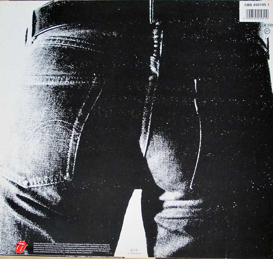 Photo of album back cover ROLLING STONES - Sticky Fingers CBS Netherlands