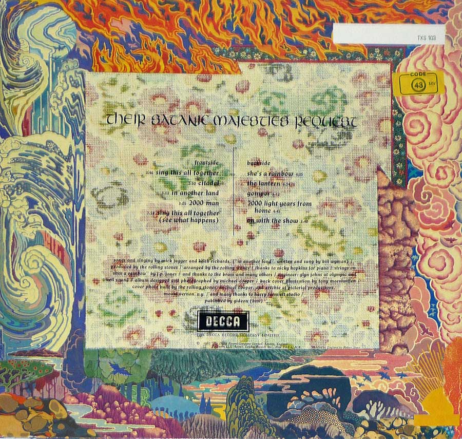 Photo of album back cover ROLLING STONES - Their Satanic Majesties Request