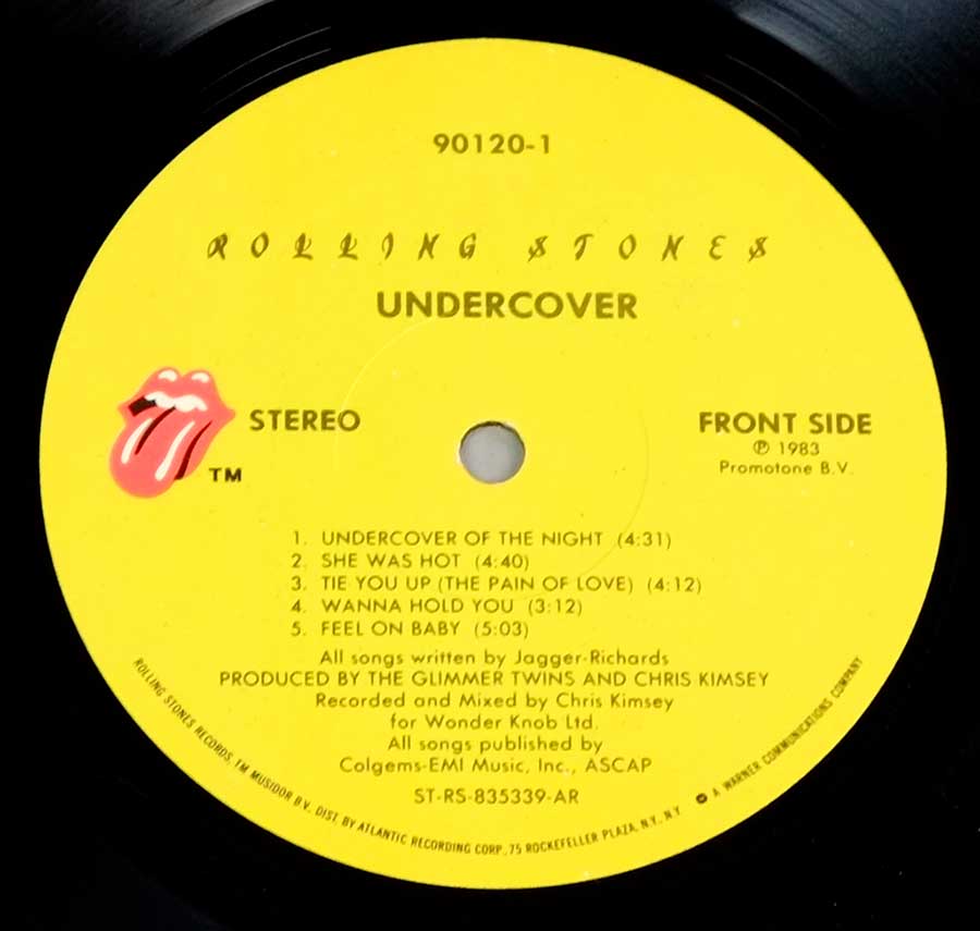 Close up of record's label ROLLING STONES - Undercover (USA) Side One