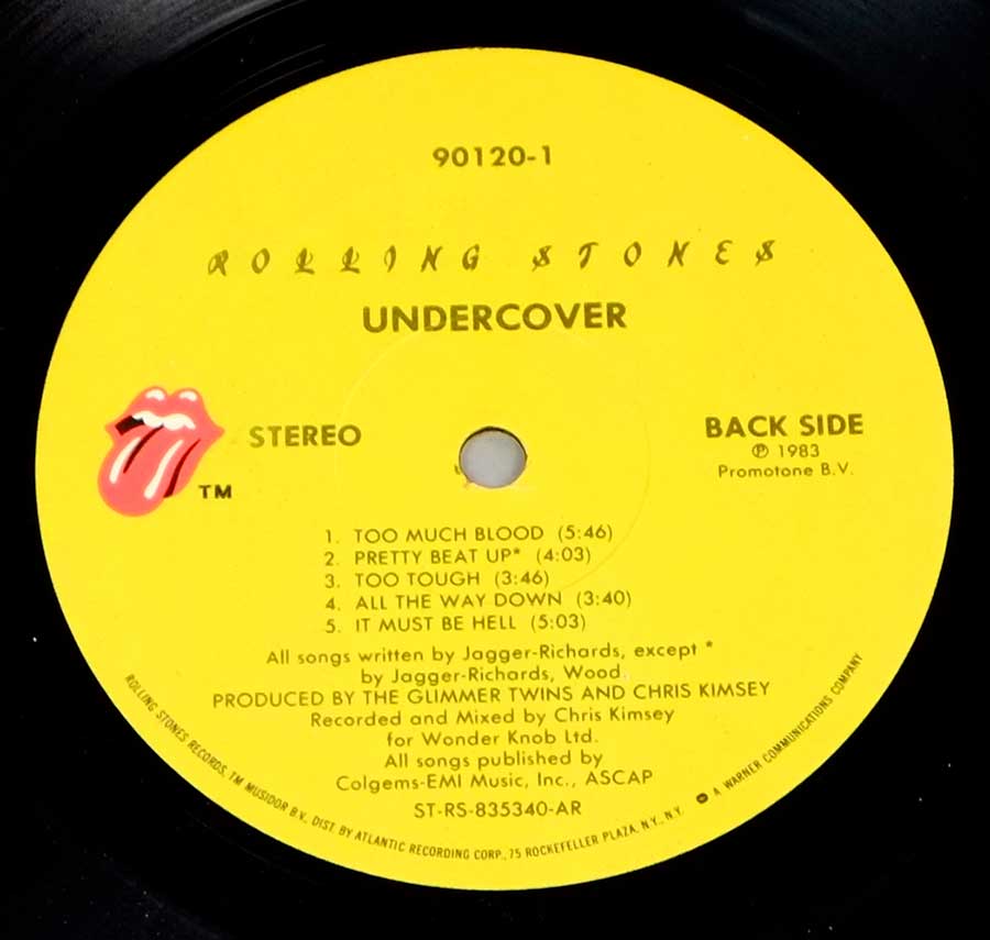 Close up of record's label ROLLING STONES - Undercover (USA) Side Two
