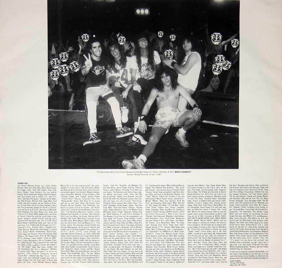 Photo One Of The Original Custom Inner Sleeve ANTHRAX - Among The Living Canada 12" Vinyl LP Album 