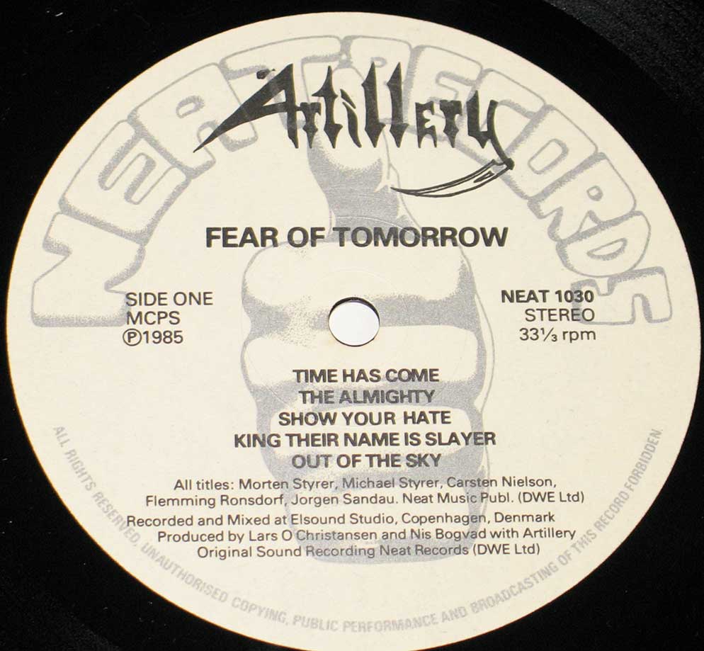 Enlarged High Resolution Photo of the Record's label Fear of Tomorrow https://vinyl-records.nl
