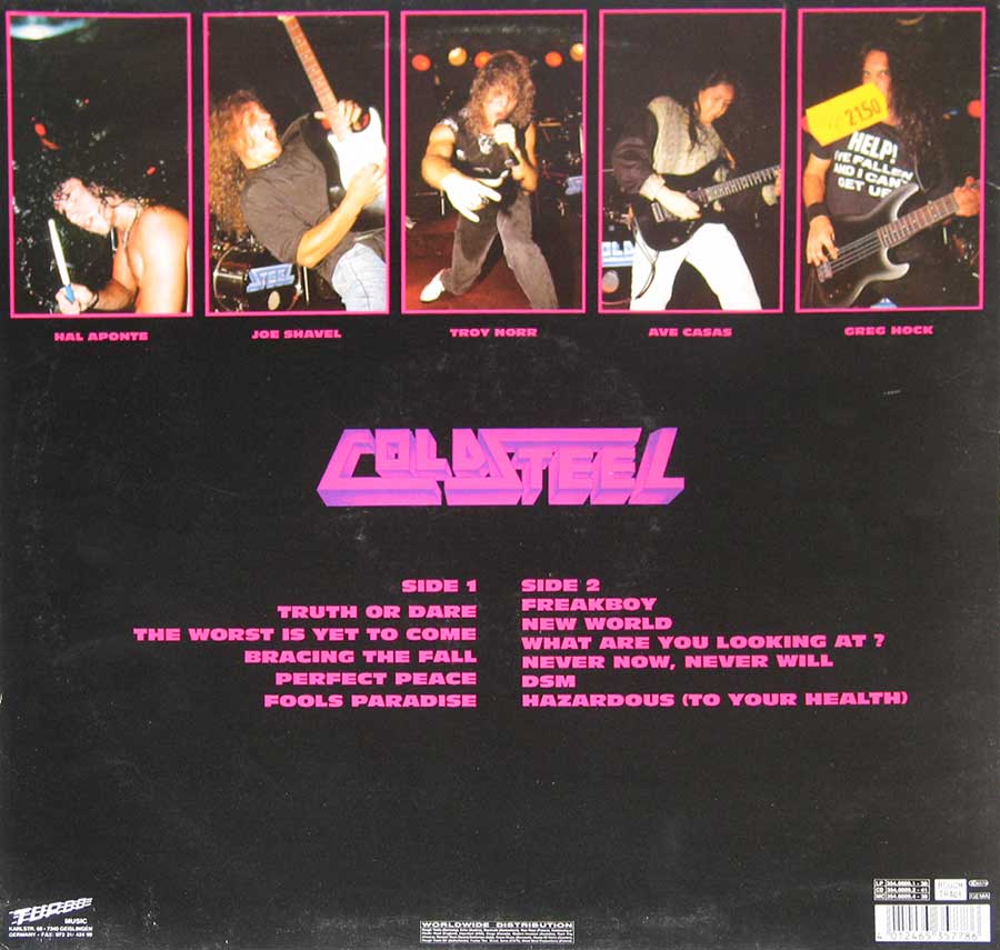 COLDSTEEL - Freakboy Thrash Metal 12" Vinyl LP Album back cover