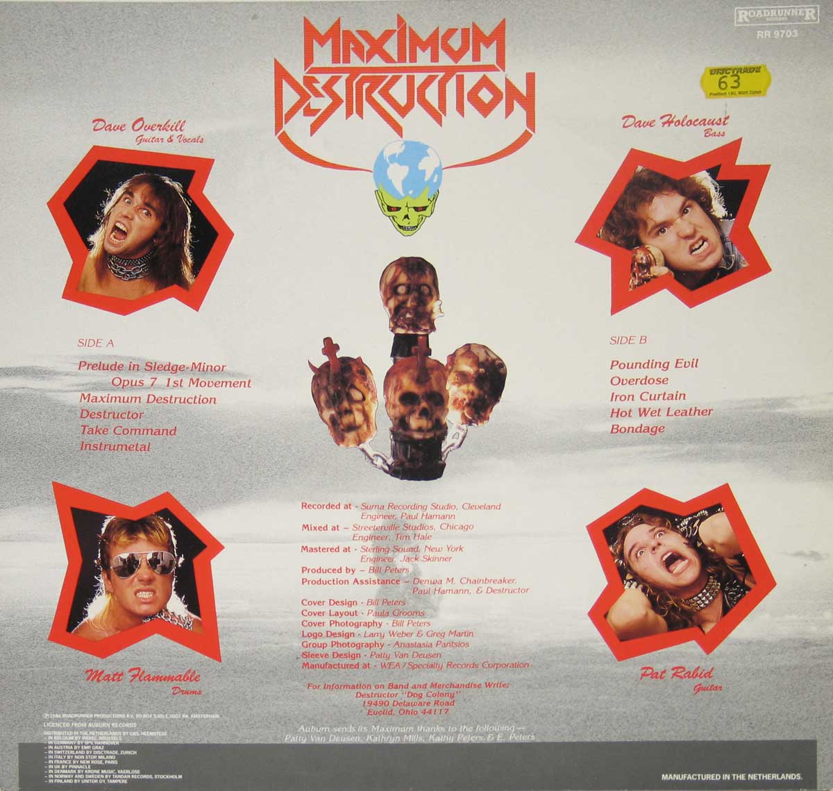 High Resolution Photo Album Back Cover of DESTRUCTOR - Maximum Destruction https://vinyl-records.nl