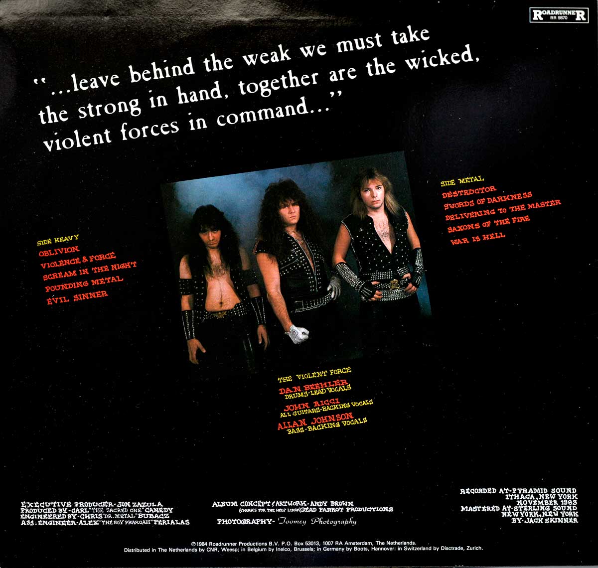 High Resolution Photo Album Back Cover of EXCITER Violence & Force https://vinyl-records.nl