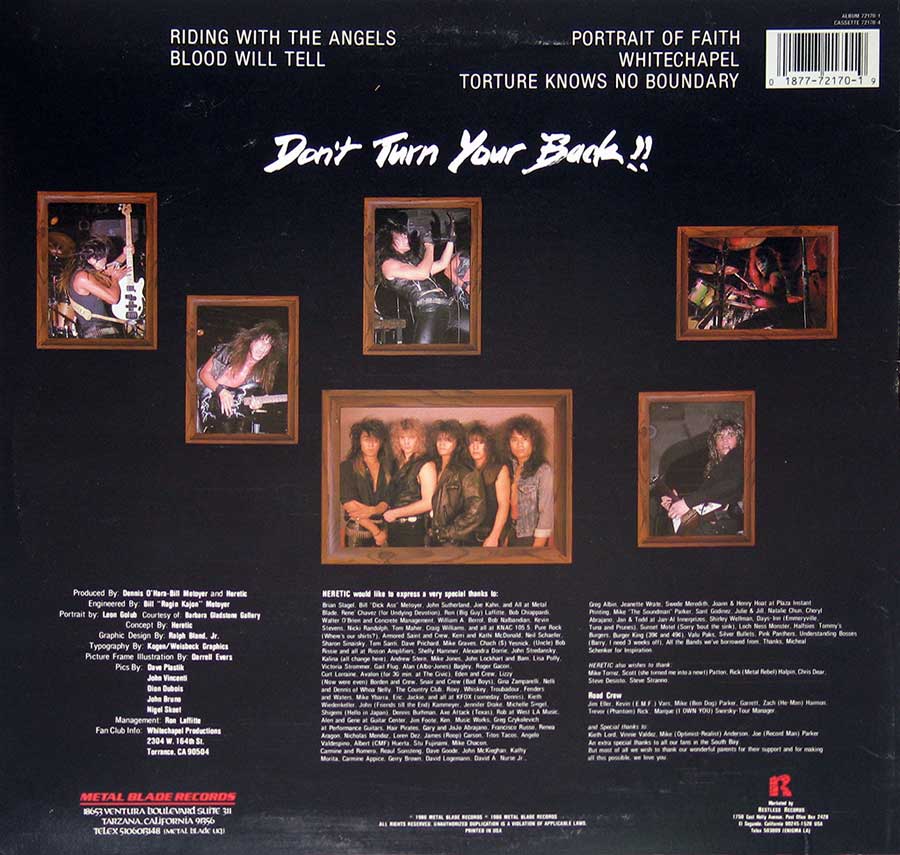 Photo of album back cover HERETIC TORTURE - Knows No Boundary 12" Vinyl LP Album