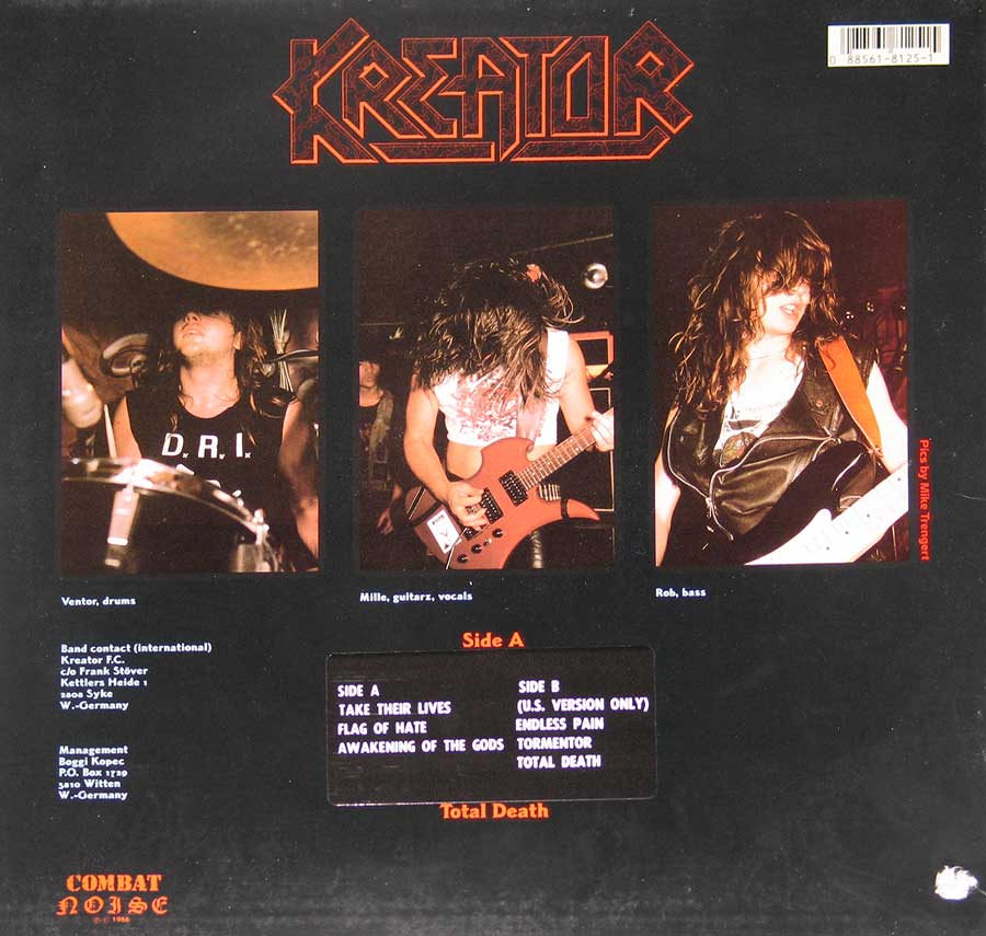 Photo of album back cover KREATOR - Flag Of Hate ( 1986 , USA ) 12" Vinyl LP Album 