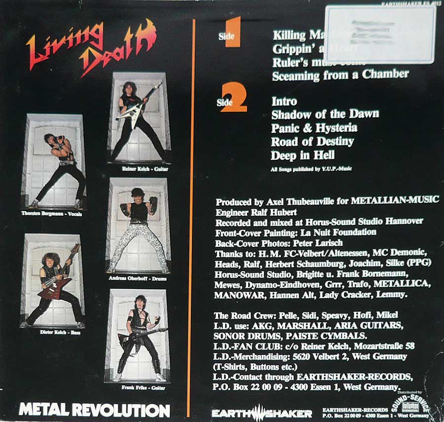 Photo back cover photo of Living Death - Metal Revolution 12" LP  