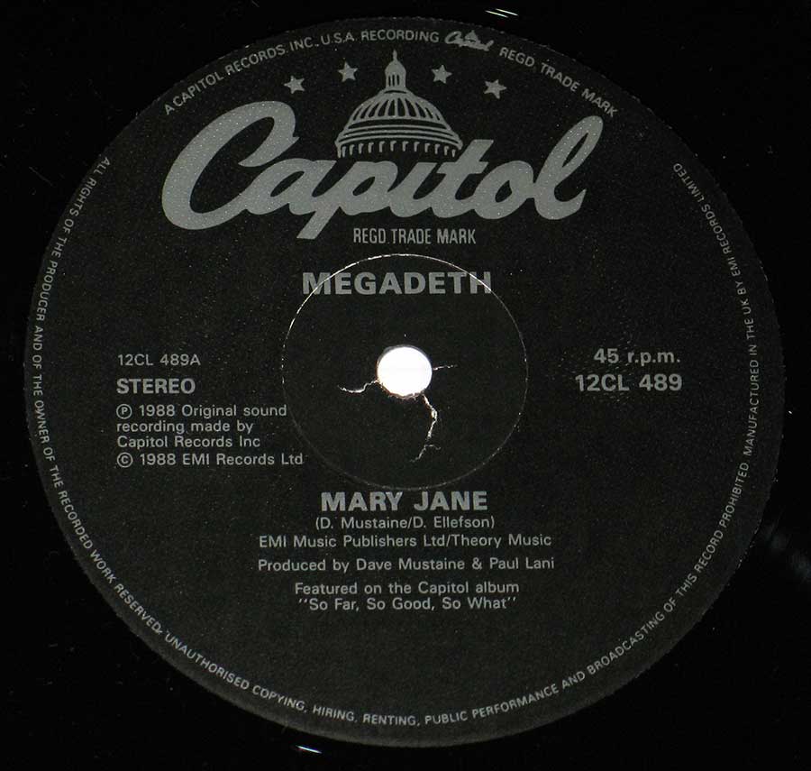 High Resolution Photo MEGADETH MARY JANE USA Vinyl Record
