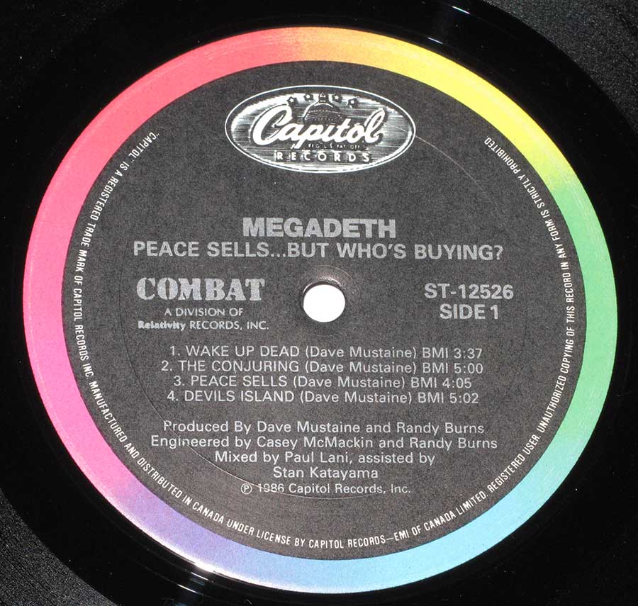 High Resolution Photo Canadian release of MEGADETH PEACE SELLS BUT WHO IS BUYING Vinyl Record