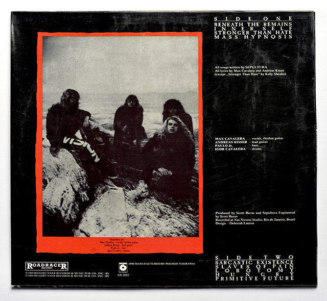 SEPULTURA - Beneath The Remains Poland Polskie Nagrania Metal Muza 12" Vinyl LP Album back cover