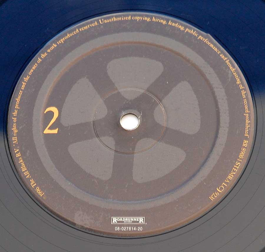 Side Two Close up of record's label SEPULTURA - Roots Brazilian Thrash Metal 12" LP ALBUM VINYL 