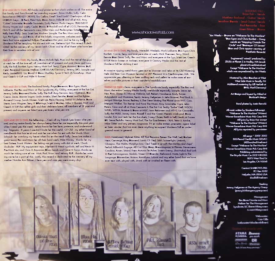 SHADOWS FALL - The Art Of Balance 12" White Coloured VINYL LP Album custom inner sleeve