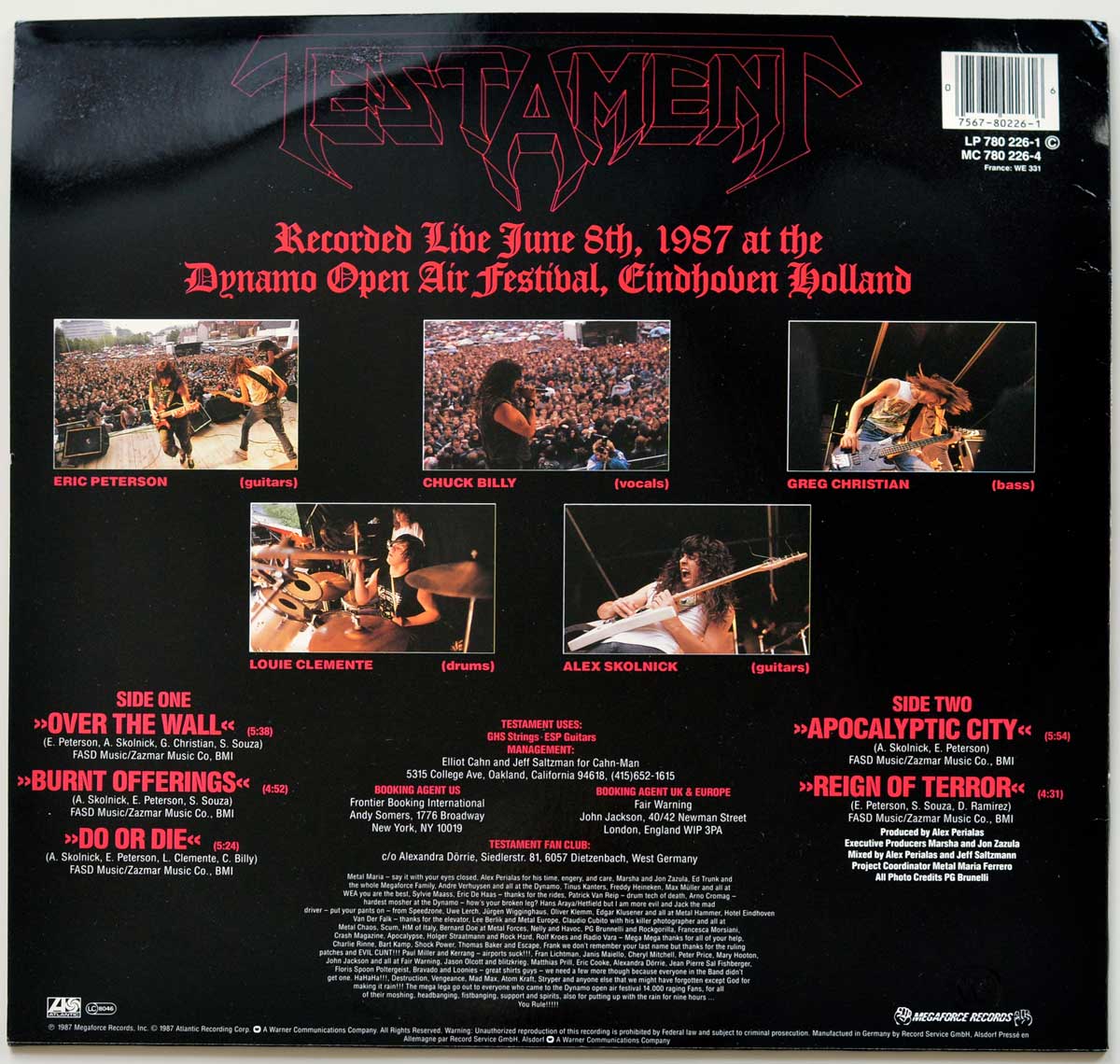 Album Back Cover  Photo of "TESTAMENT Live at Eindhoven"