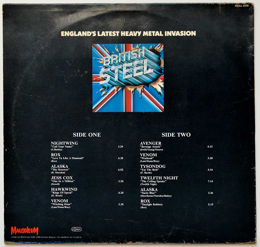 Photo of album back cover VARIOUS ARTISTS - British Steel ( NWOBHM Compilation )