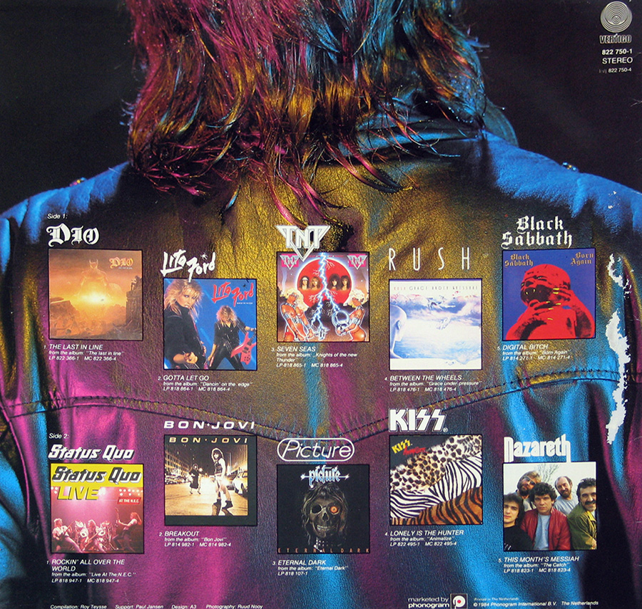 Photo of album back cover VARIOUS ARTISTS Heavy Way Black Sabbath Vertigo Sampler 12" Vinyl LP Album