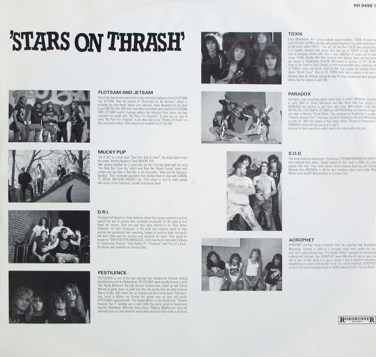 High Resolution Photo  of the  Original Custom Inner Sleeve (OIS) #1 of Stars on Thrash https://vinyl-records.nl