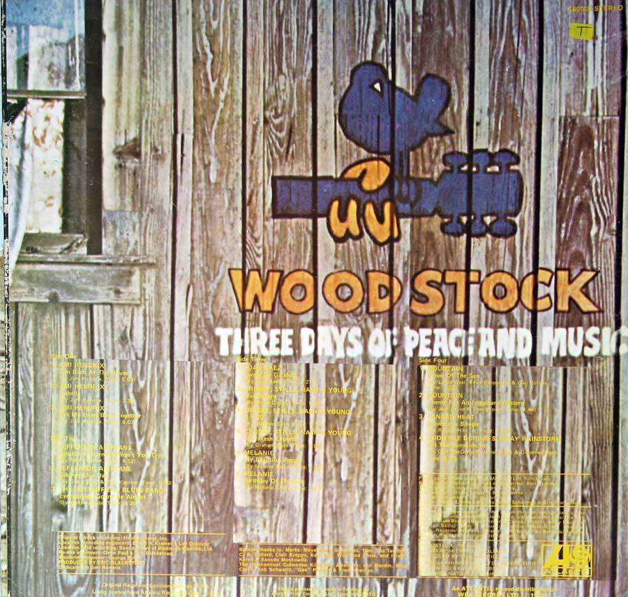 Various Artists - Woodstock Two Vinyl 2LP 12" Set Album
 back cover